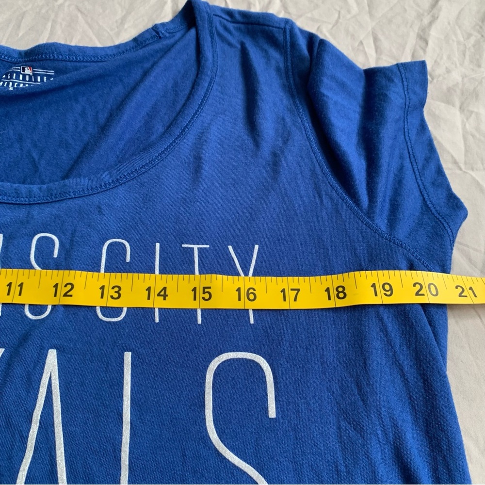 Kansas City Royals Scoop Neck Tee - Blue Sparkling White Logo XL Lightweight - Picture 5 of 6